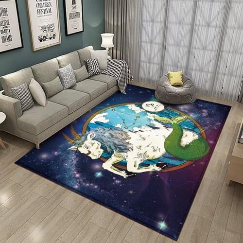 Dropshipping 12 Constellation Capricorn Pattern Round Carpet Floor Mat Living Room Non-slip Carpet Bedroom Home Decor Rug 2020