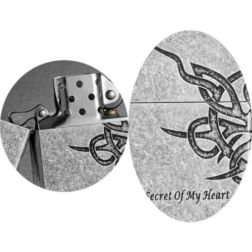 Lighters Kerosene Windproof Pure Copper Creative Heart Words Wish Retro Grinding Wheel Personality Lighter Male To Boyfriend