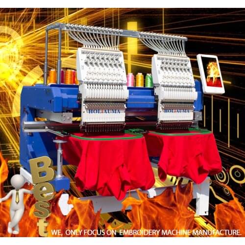 China 10 years service ！Newest technology double head japan high quality flat t-shirt sequin embroidery machine