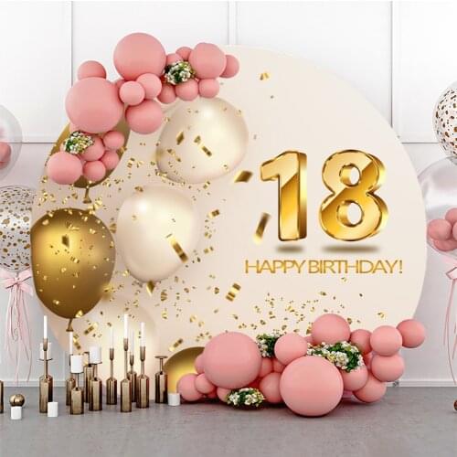 Circle Round Backgrounds For Photography Happy 18th Birthday Party Rainbow Balloons Child Photozone Poster Photo Backdrop