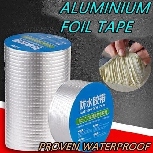 Aluminum Foil Butyl Rubber Tape Super High Temperature Resistance Waterproof Self Adhesive Roof Pipe Repair Home Renovation Tool