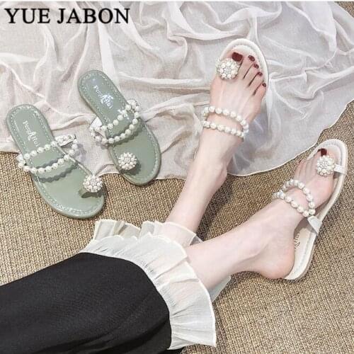 Summer flip flops women summer Flip-Flops for beach Slippers klapki damskie na lato Pearl Fashion Slippers Flats Shoes