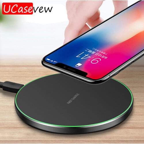 Metal Qi Wireless Charger Pad LED Breathing Light 10W for iPhone 12 11 XR Xs 8 Samsung X21 Xiaomi Fast Wireless Charging Station
