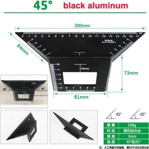 Aluminum alloy stainless steel multi-function T-shaped combination square 90 degree woodworking right angle 45 degree marking