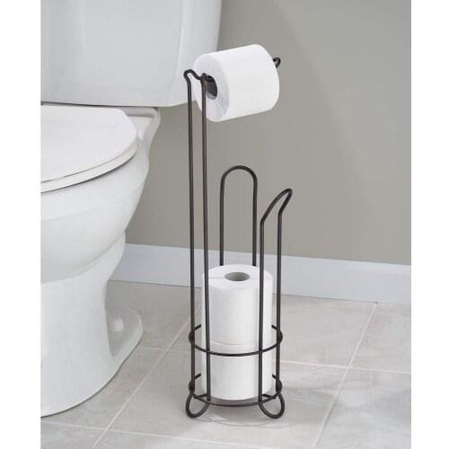 Stainless Steel Floor Standing Paper Roll Towel Holder Stand Organizer Toilet Paper Rack Bathroom Hardware Vertical Storage Bask
