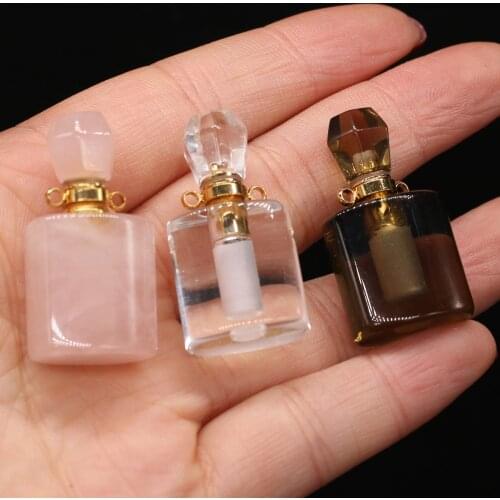 Natural Stone Perfume Bottle Pendant Cylindrical Semi-Precious For Jewelry Making DIY Women Necklace Accessory