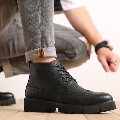 New Winter Waterproof Mens Casual Leather Shoes High Top Slip-on Male Fashion Zapatillas Hombre Chaussure Homme Scarpe Uomo