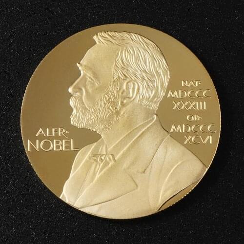 New Alfred Bernhard Nobel Gold Coin Collection Gift Souvenir Gold Plated Coins Art Metal Souvenir Gift