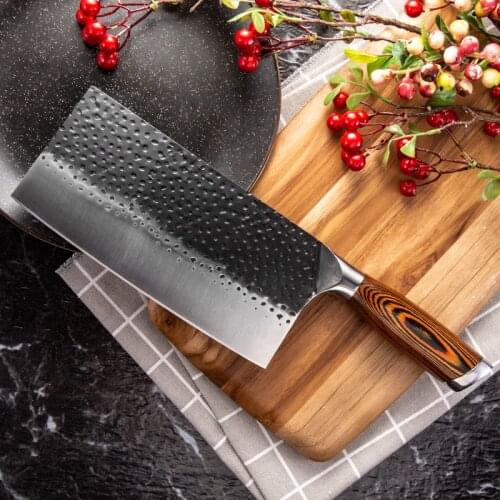 SHUOJI Forged Blade Kitchen Knives 5Cr15mov Stainless Steel Chef Chopping Slicing Knife Utility Kitchen Cleaver Non-stick Blade