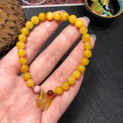 Wholesale 5mm-6mm Natural Baltic Amber Beads Bracelet Single Layer Yellow Color High Qaulity Great Gift