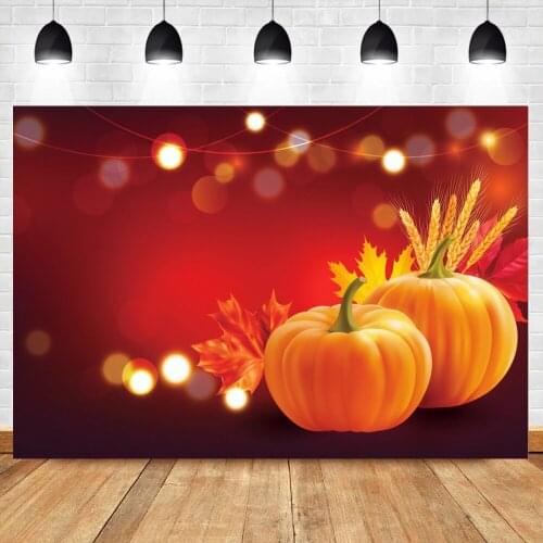 Autumn Background For Photography Pumpkin Falling Leaves Glitter Light Dots Newborn Baby Shower Child Shoot Party Photo Backdrop