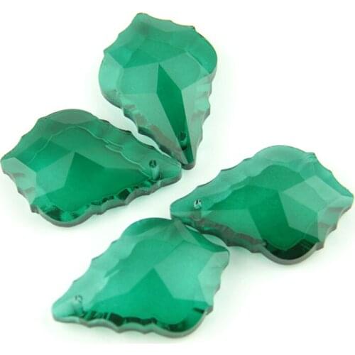 38mm/50mm/63mm/76mm Zircon Green Crystal Glass Chandelier Crystal Maple Leaf Crystal Hanging Pendant For Lamp Part