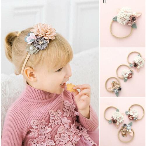 0-3Years Toddler Newborn Baby Girls Flower Turban Princess Floral Headband Hair Band Accessories Headwear