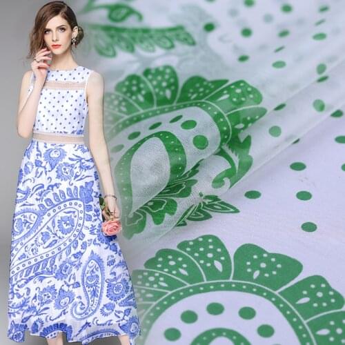 New summer light and elegant mulberry silk chiffon printing fabric silk clothing dress silk scarf Hanfu cloth fresh chiffon