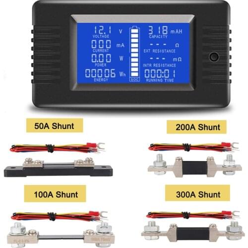 DC 0-200V 300A Shunt Voltmeter Ammeter Car Battery Tester Capacity resistance electricity Voltage Meter monitor 12v 24v 48v 96v