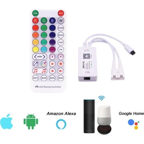 SP511E WiFi Music WS2812b WS2811 LED Controller Addressable Pixel RGB LED Strip Dual Output Alexa Smart Voice APP Control 5-24V