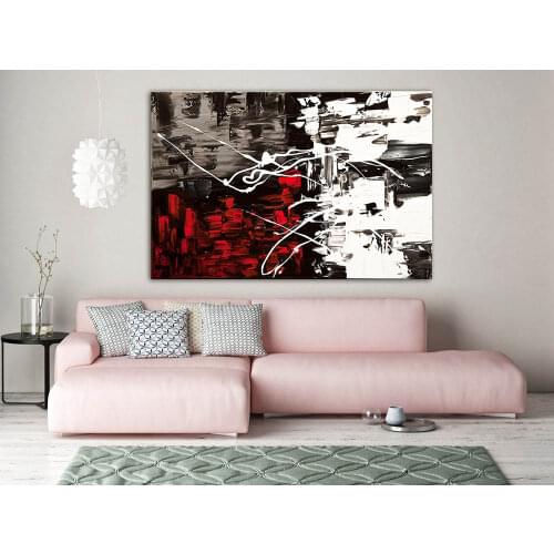 Handmade thick knife abstract high quality oil painting Black White Red abstract on Canvas Painting Decor Oil Painting artwork