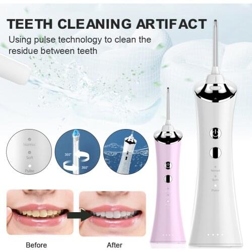 Water Flosser Teeth Cleaner with 4 Nozzles Compact and Portable Teeth Cleaning Tool for Home Travel