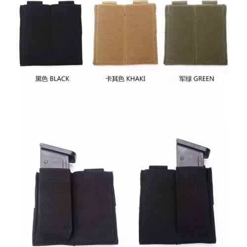 Military Tactical Double 9MM Magazine Pouch Molle Belt Open Top Elastic Hunting Waist Bag Airsoft Rifle Pistol Mag Pouch Holster