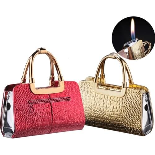 Women Cigarette Lighter Creative Compact Handbag Lighter Mini Butane Gas Inflated Fire Lighters Bar Metal Funny Toys No Gas