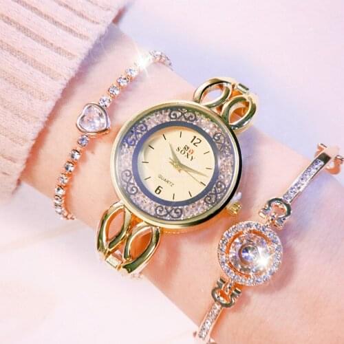 Female Wristwatches Fashion Design Womens Watch Stainless Band Ladies New Heart Shape Pattern Crystal Quartz Dress montre femme