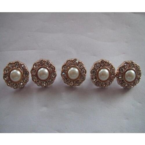 15mm sewing button plastic gold shank Rhinestones button Rose gold color button for women summer cloth 50pcs