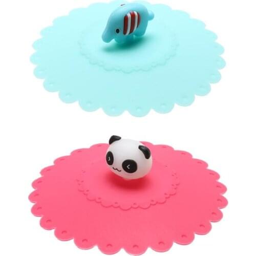 1Pcs 10.5cm Cute Anti-slip Anti-dust Silicone Cup Cover Coffee Cup Suction Seal Lid Cap Airtight Love Spoon Novelty