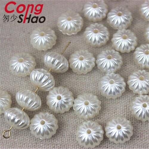 Cong Shao 200PCS 12mm Pumpkin Shape Plastic ABS Beads Pearl Imitation Round Ball Costume Button DIY Accessories CS219