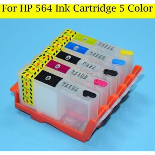 5 Color/Set 564 XL Refill Ink Cartridge For HP 564 For HP Photosmart C309A C309N C310A C5380 C6375 C6380 Printer With