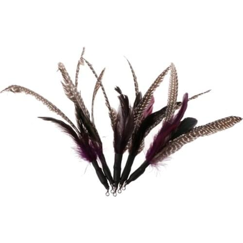 5PCS Handmade Natural Feather Cat Toy Da Bird Refills Interactive Teaser Sticks
