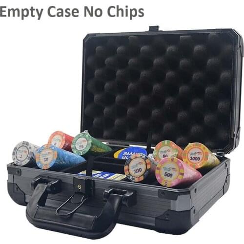 Aluminum 200pcs Tokens Texas Poker Chip Case Casino Monopoly Chip Storage Box Bingo Game Gambling Home Suitcase Indoor Container