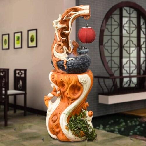Large rockery European style Lucky fountain Fish pond Waterscape Decoration Indoor balcony Creative Feng Shui round Decoration