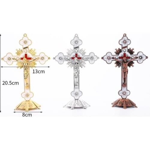 Church Relics Figurines Crucifix Jesus Christ On The Stand Cross Wall Crucifix Antique Chapel Home Decor Accessories 2020 New