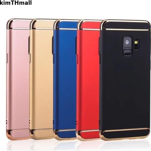 Case For Samsung Galaxy S9 Cover Galaxy S9 Plus Luxury Royal Gold Metal Plating TPU Hard Removable 3 in 1 phone Case kimTHmall