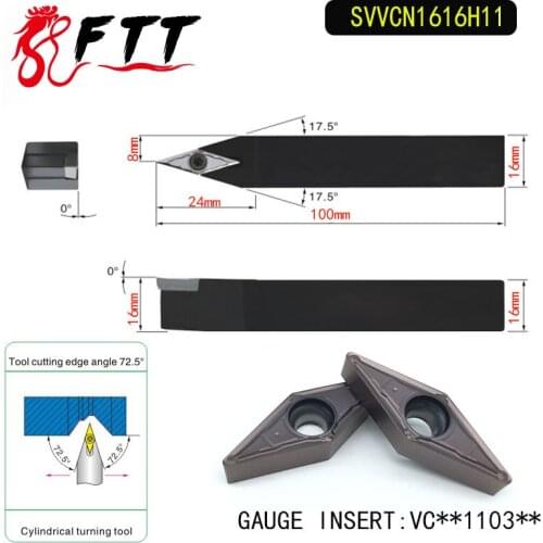 SVVCN1616H11 72.5 Degrees External Turning Tool Holder For VCMT110304 VCMT110308 Used on CNC Lathe Machine