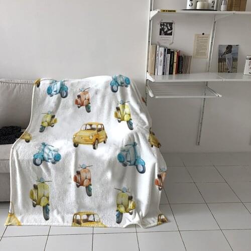 Home Soft Blankets Car Electric Car Watercolor Adult Children Bedroom Bed Sofa Throw Blankets Office Warm Air Conditioning Quilt