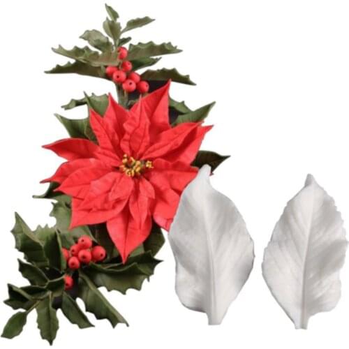 Holly Leaves Silicone Mold Fondant Cakes Decorating Tool Silicone Mold Sugarcraft Chocolate Baking Tool For Cakes Gumpaste Form