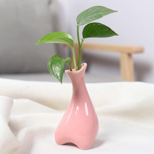 Ceramic Mini Flower Pot Containers Candy Color Vase For Wedding Office Decor Ornaments Desktop Hydroponic Container 6 Colors