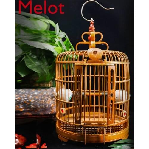 Bird Cage Bamboo Full Set of Accessories Boutique Handmade Bird Cage Octopus Bird Cage Bamboo Large Bird Cage Bird House