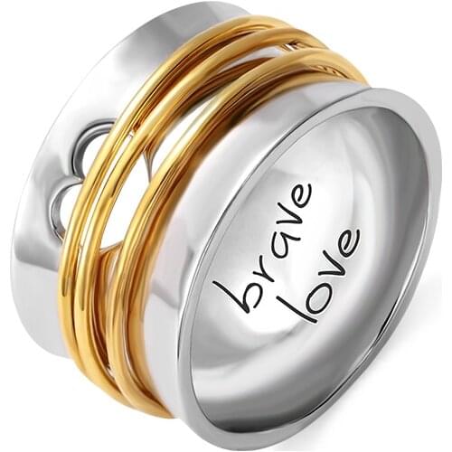 Custom Engraved Spinner Ring Heart Hollow out Copper Circles Jewelry Number Word Name Men Rings Women Mom Girlfriend Gift