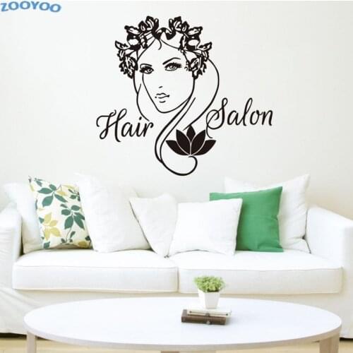 ZOOYOO Hair Salon Creative Wall Sticker Flower Girls Wall Decals Home Decor Living Room Bedroom Decoration