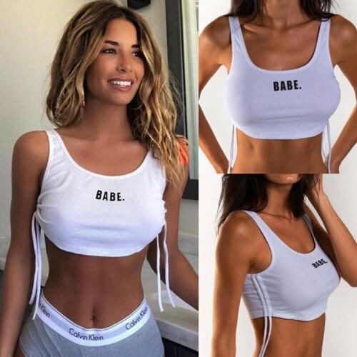 Summer Women Clothes Sleeveless Tank Top Vest Strappy Sports Bra Crop Tops Shirts Fashion Sexy Slim Letter Short Tops Tank