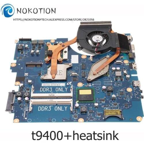 NOKOTION For SAMSUNG R530 Laptop Mtherboard GT310M T9400 CPU+Heatsink Instead of For Samsung RV510 R525 R523 Motherboard