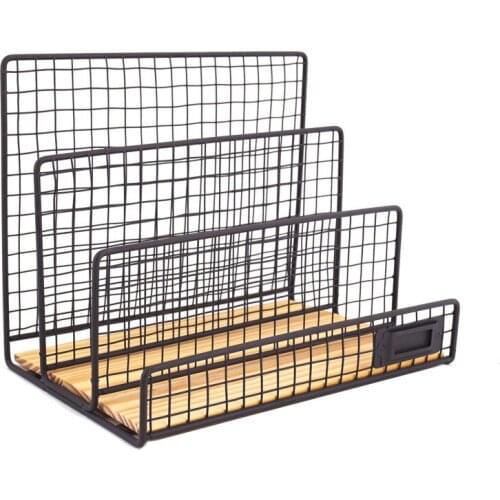 Metal Wooden Bookends Book Holder Desktop Bookends Desk Organizer Stand Shelf Receipt Storage Rack Decoration Office Supplies