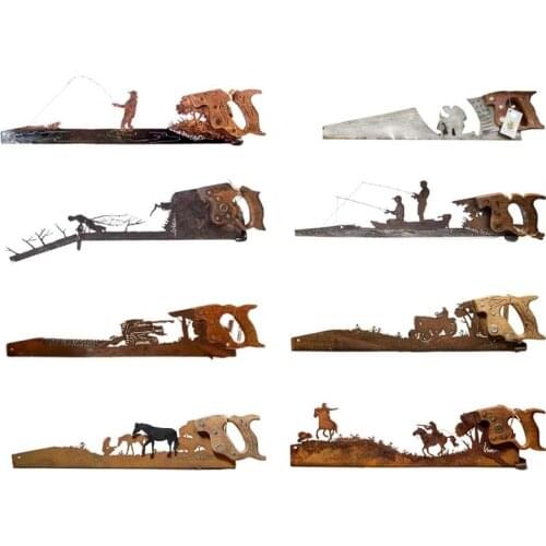 Saw Metal Art Hanging Ornament Wall Decor Cut Hand Saw Metal Art Home Decoration Unique FatherS Day Gift For Art Tree Planters