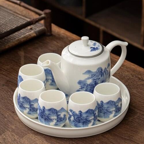 Flower Afternoon Tea Set Modern Ceramic Kung Fu Porcelain Chinese Black Tea Cup Set Teapot Kettle Juego De Te Teaware EF60CJ
