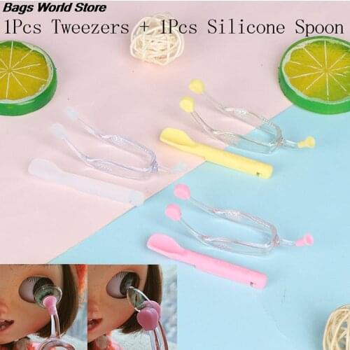 Eye Care Contact Lenses Inserter Remover Silicone Soft Tip Tweezer Stick Case Set Contact Lenses Wearing Tools 2pcs/box