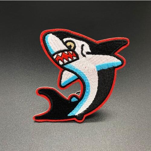 Shark cartoon animal Embroidered Iron On Patches Sewing Applique Jacket Backpack Clothing accessories badge cap badge stickers