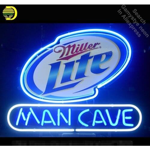 Neon Sign for Miller Lite Man Cave neon bulb Sign Neon lights Sign glass Tube Handcraft Iconic Bulbs Bright lamp WITH print LOGO