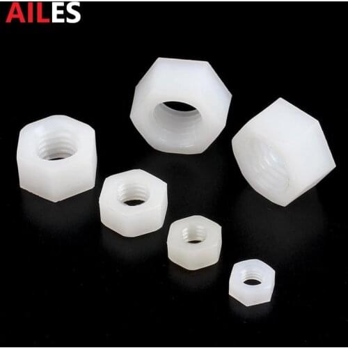Nylon Hexagon Nuts M2 M2.5 M3 M4 M5 M6 M8 M10 M12 White Plastic Hex Nuts PA66